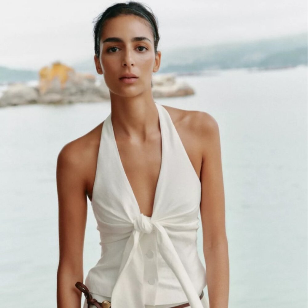 Zara Knot Halter Top - Size Small